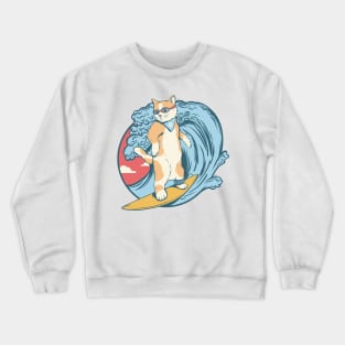 cat love surfing Crewneck Sweatshirt